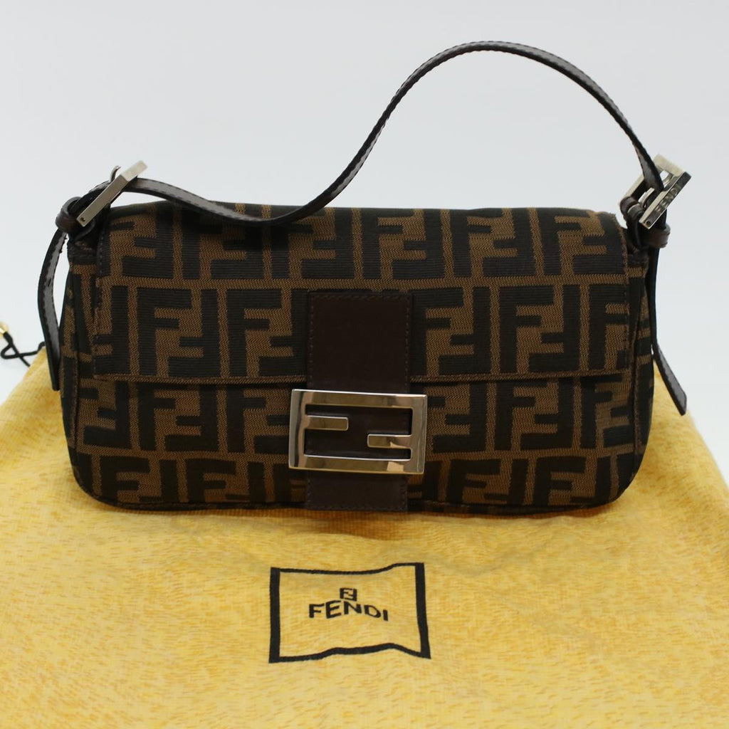 FENDI Zucca Canvas Mamma Baguette Shoulder Bag Brown 2321.26424 am4274