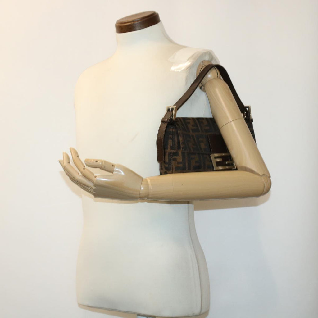 FENDI Zucca Canvas Mamma Baguette Shoulder Bag Brown 2321.26424 am4274