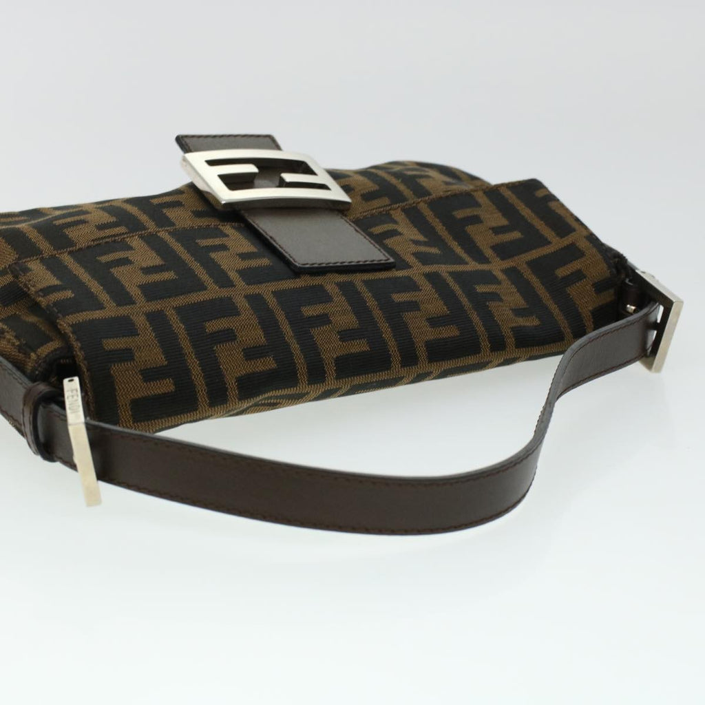 FENDI Zucca Canvas Mamma Baguette Shoulder Bag Brown 2321.26424 am4274