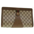 GUCCI GG Canvas Web Sherry Line Clutch Bag Beige Red Green 8901033 am4321