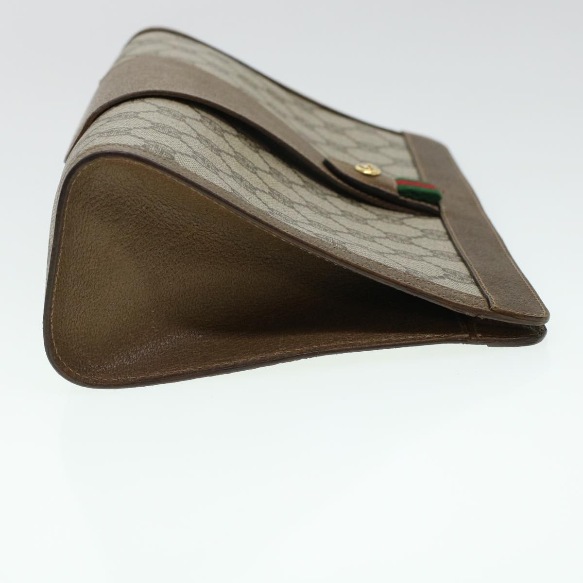 GUCCI GG Canvas Web Sherry Line Clutch Bag Beige Red Green 8901033 am4321