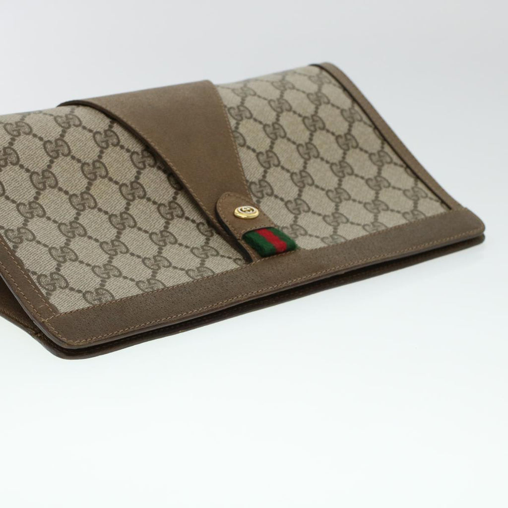 GUCCI GG Canvas Web Sherry Line Clutch Bag Beige Red Green 8901033 am4321
