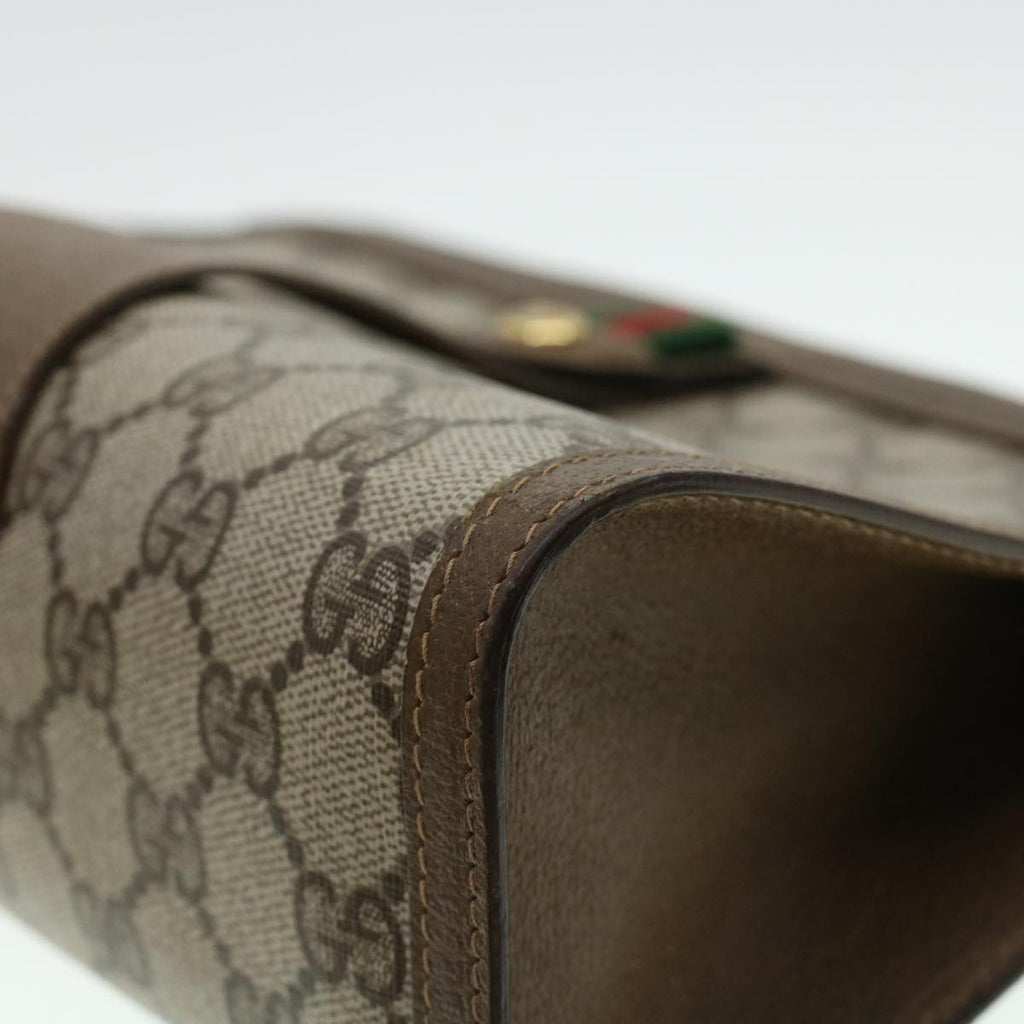 GUCCI GG Canvas Web Sherry Line Clutch Bag Beige Red Green 8901033 am4321