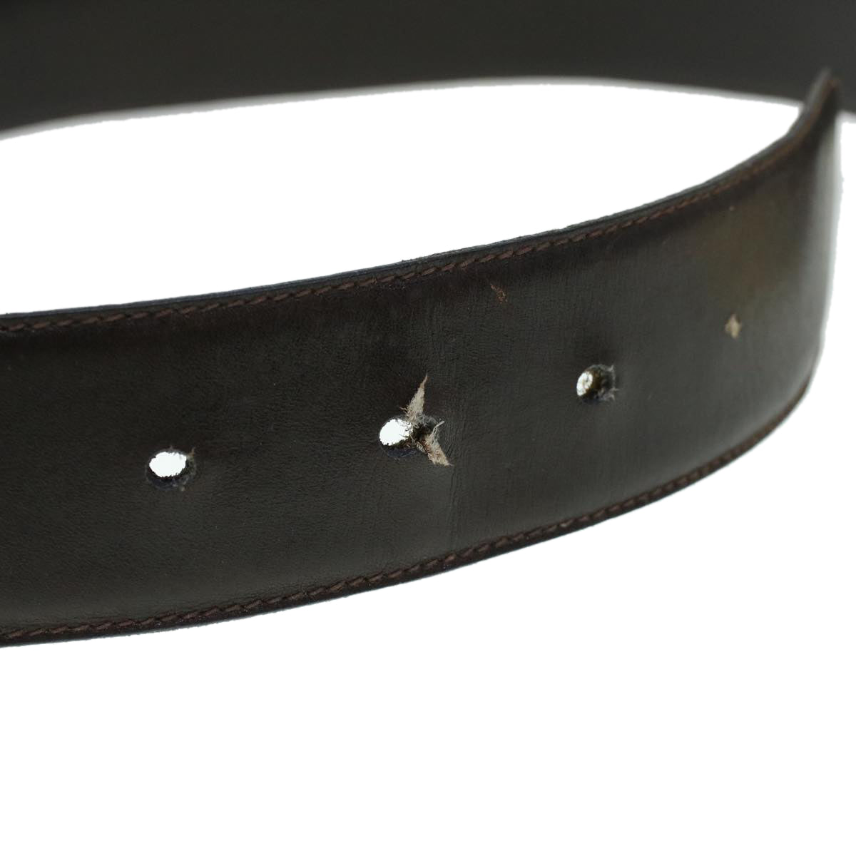 GUCCI Belt Leather 33.1"""""""" Brown 52808/75 am4354
