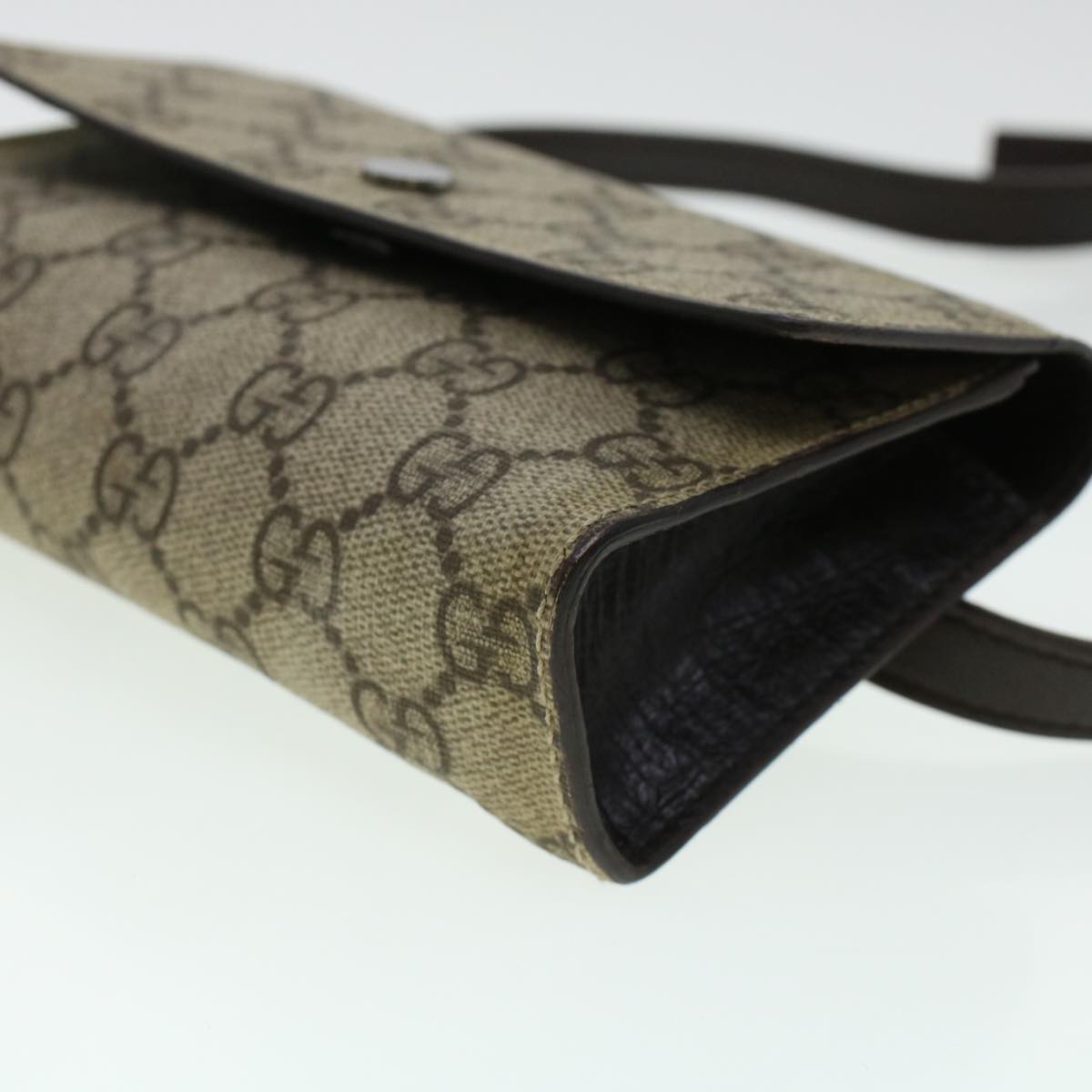 GUCCI GG Canvas Waist Bag PVC Leather Beige 137376 am4371