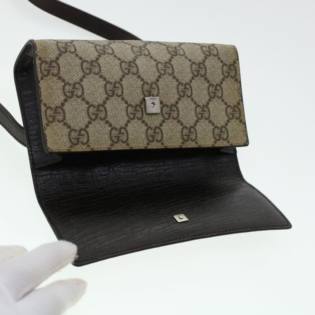GUCCI GG Canvas Waist Bag PVC Leather Beige 137376 am4371