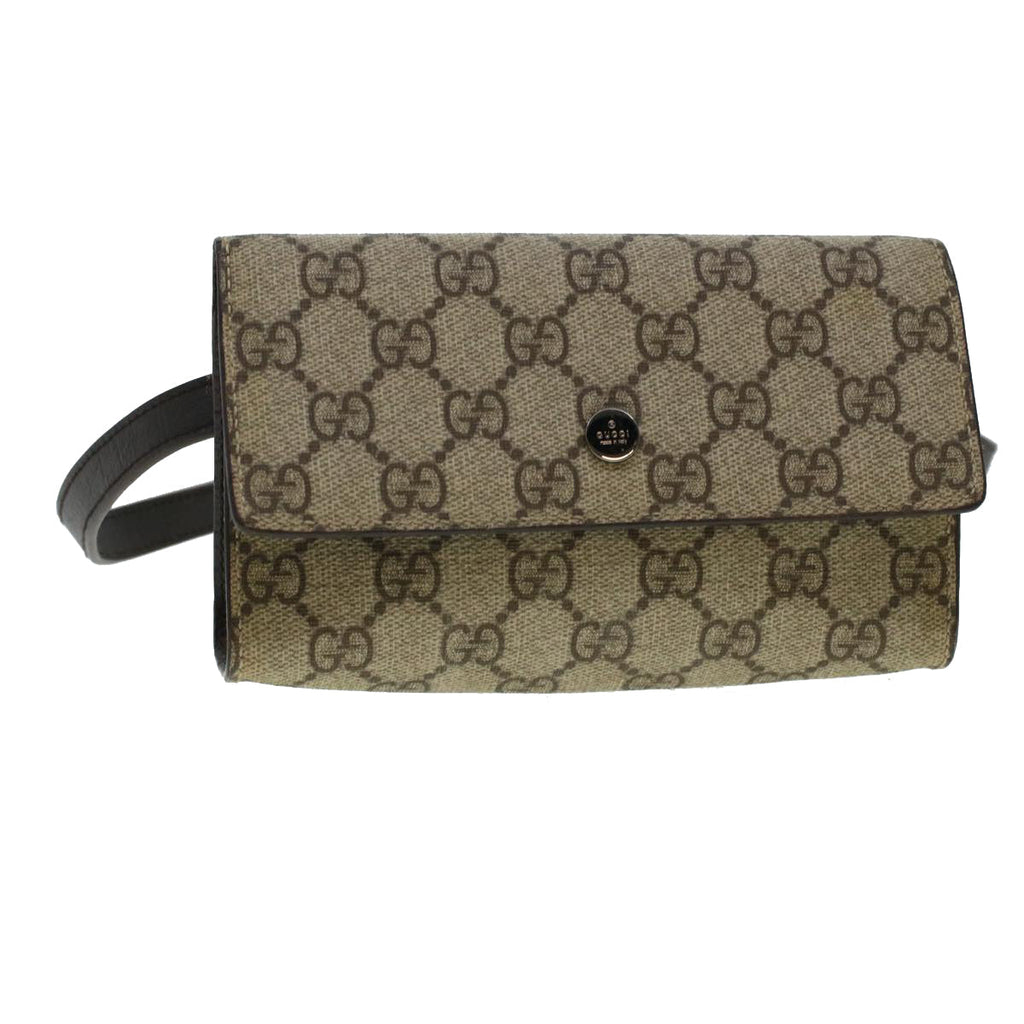 GUCCI GG Canvas Waist Bag PVC Leather Beige 137376 am4371