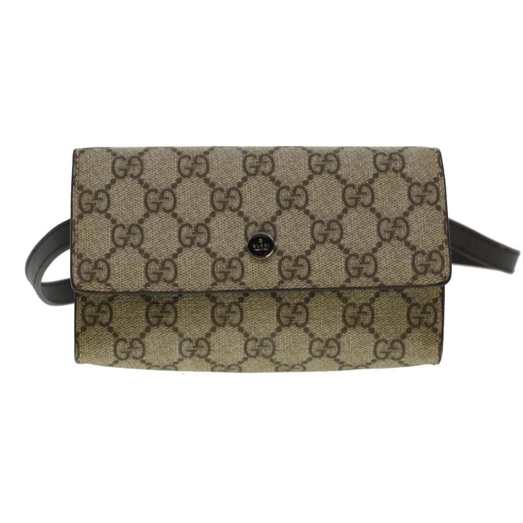 GUCCI GG Canvas Waist Bag PVC Leather Beige 137376 am4371