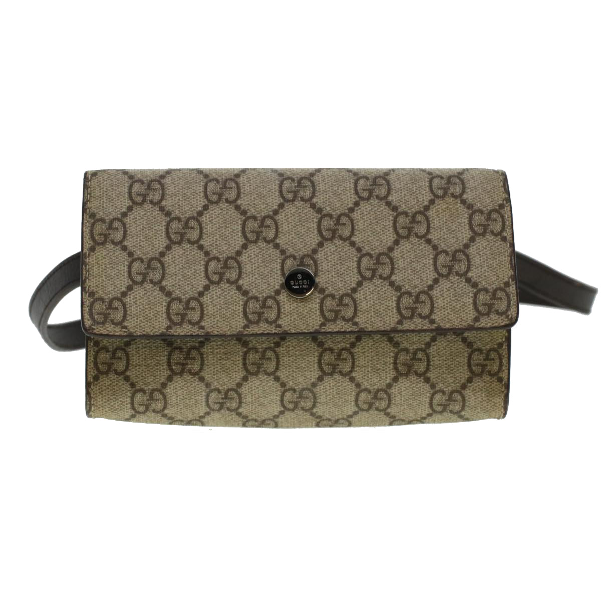 GUCCI GG Canvas Waist Bag PVC Leather Beige 137376 am4371