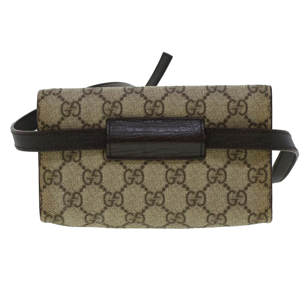 GUCCI GG Canvas Waist Bag PVC Leather Beige 137376 am4371