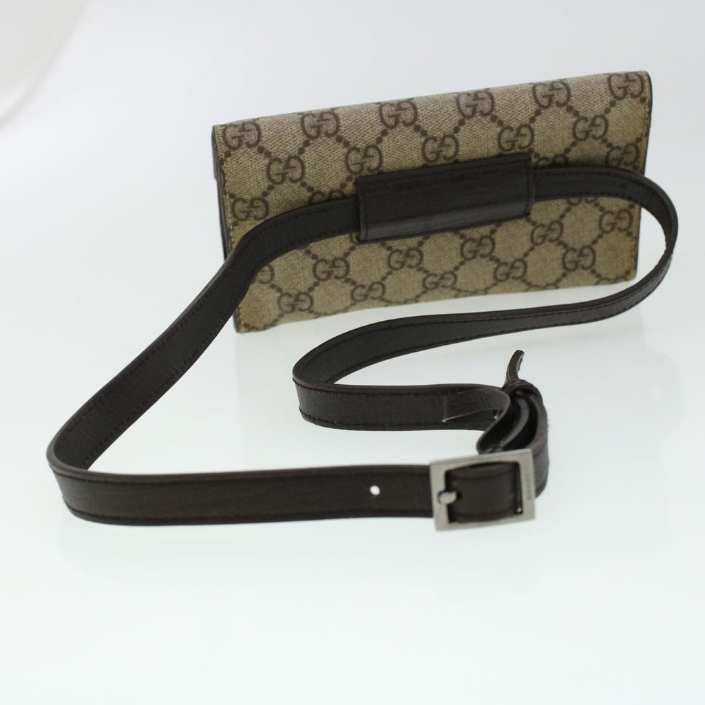 GUCCI GG Canvas Waist Bag PVC Leather Beige 137376 am4371