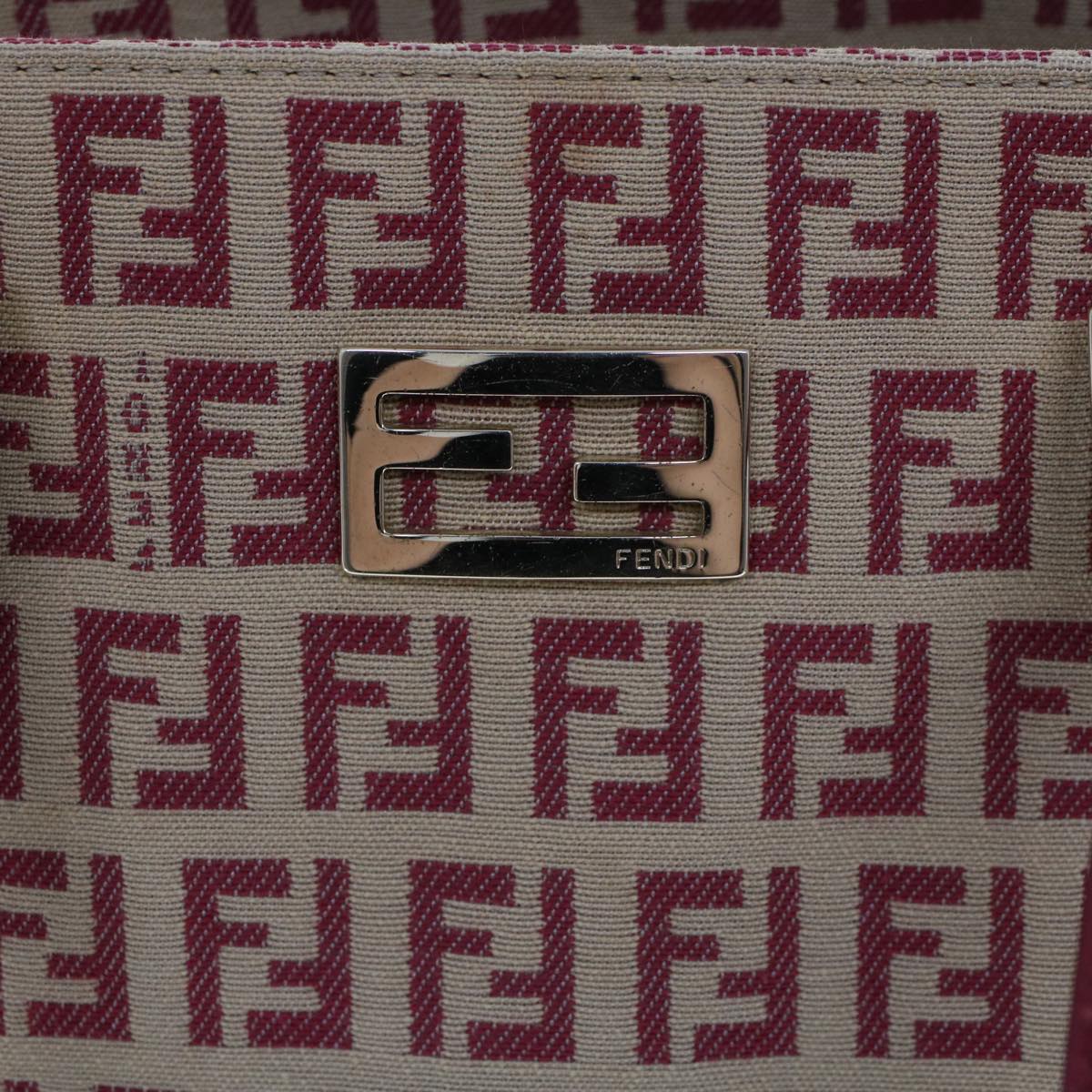 FENDI Zucchino Canvas Tote Bag Red am4379