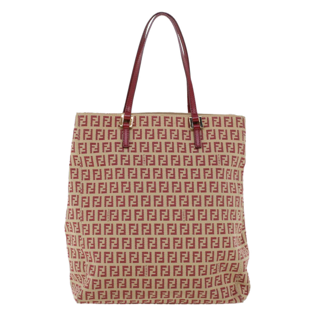 FENDI Zucchino Canvas Tote Bag Red am4379