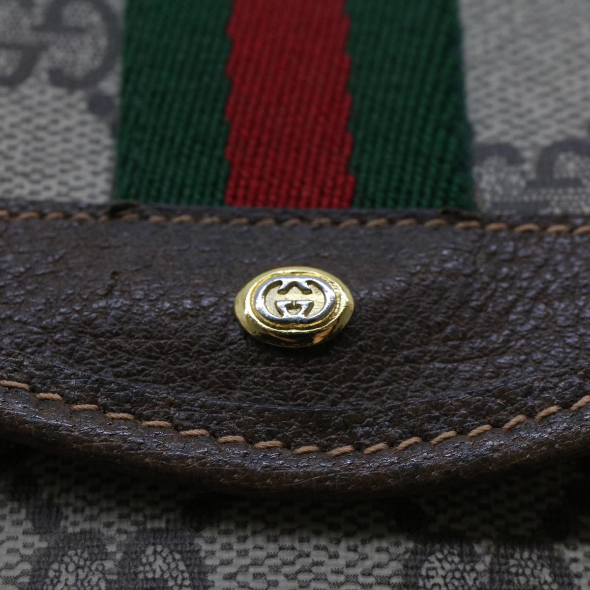 GUCCI GG Canvas Web Sherry Line Pouch Beige Red Green 89.01.021 am4415