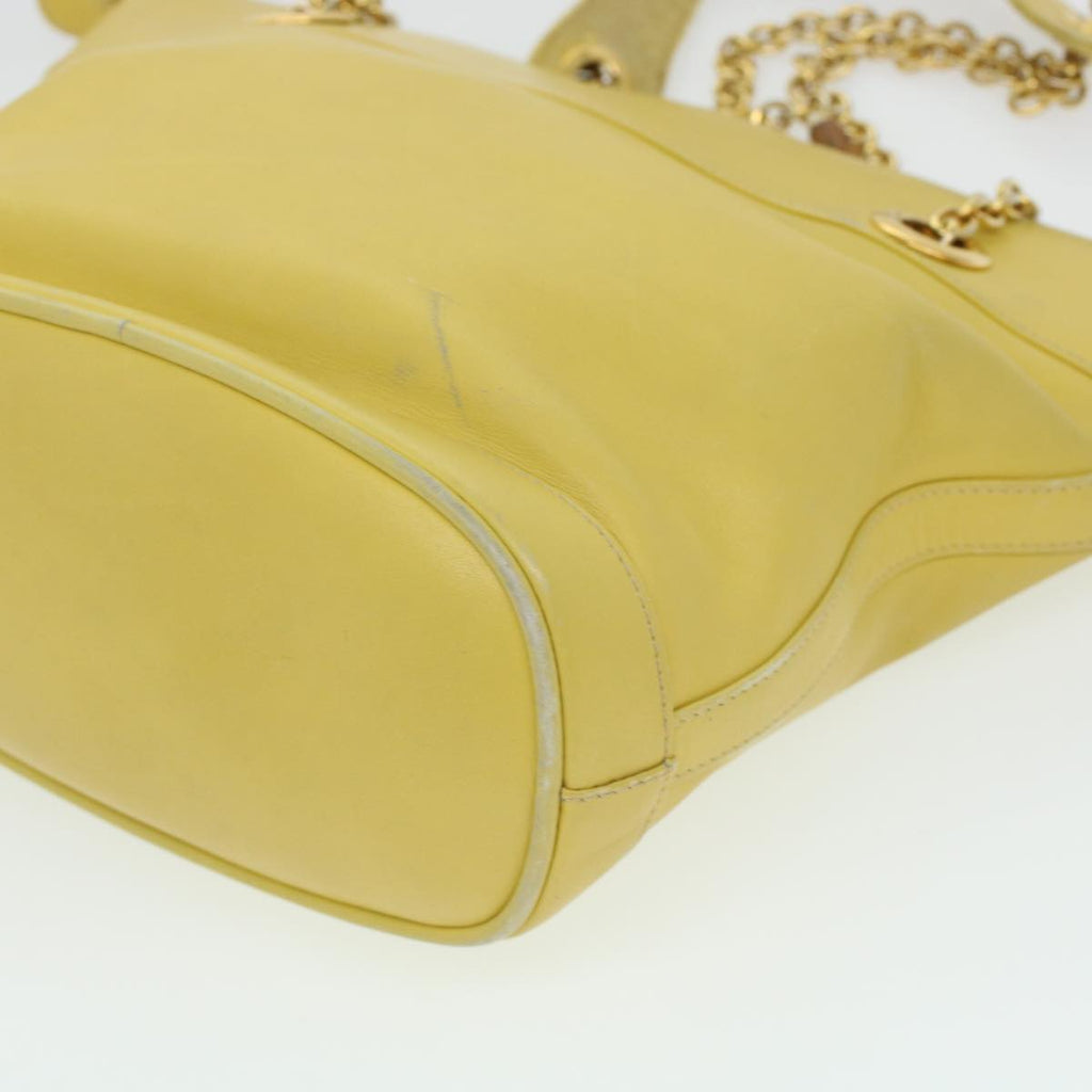 GUCCI Bamboo Chain Shoulder Bag Leather Yellow am4418