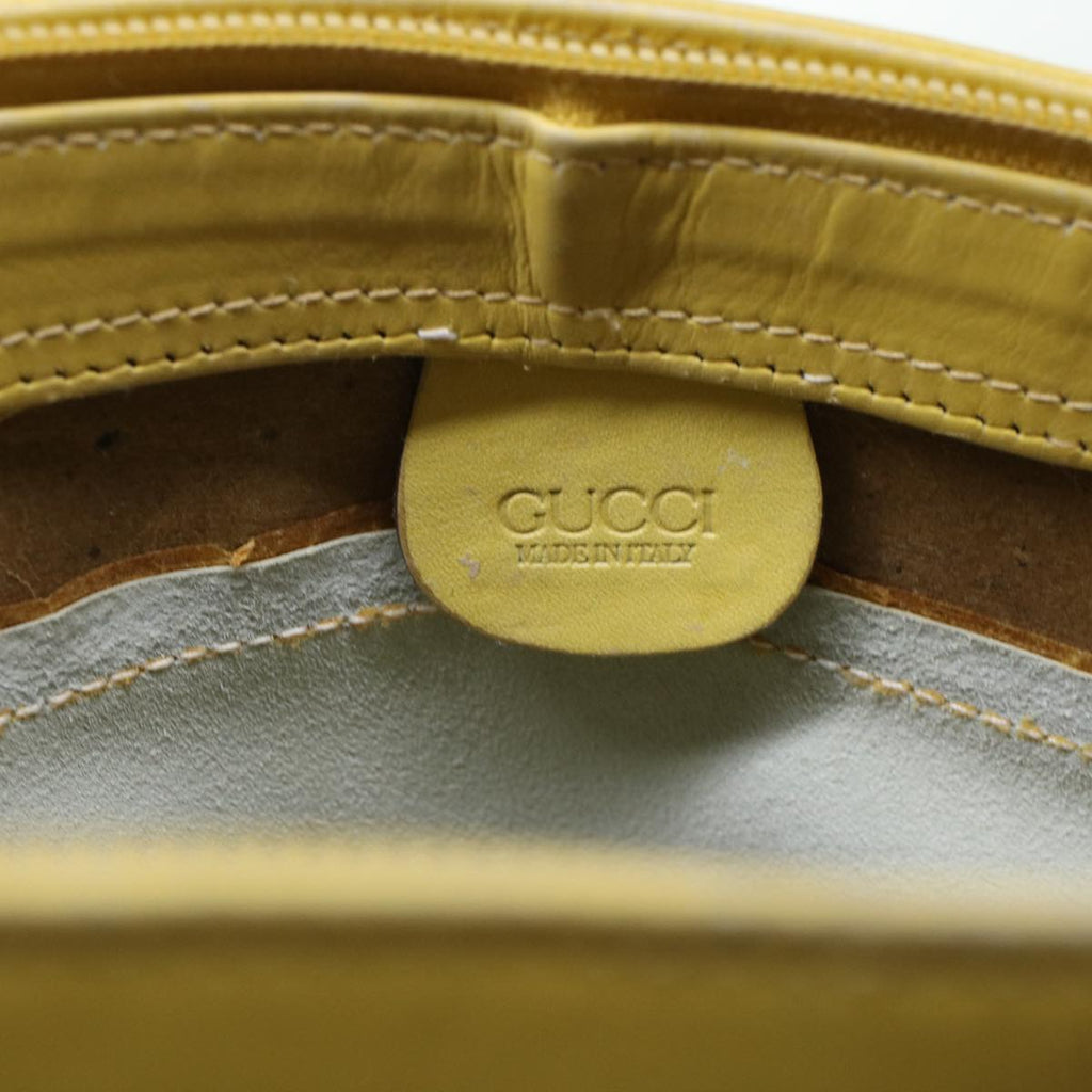 GUCCI Bamboo Chain Shoulder Bag Leather Yellow am4418