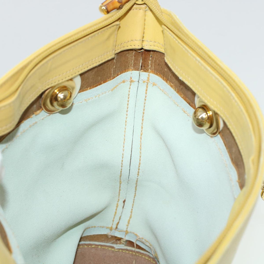 GUCCI Bamboo Chain Shoulder Bag Leather Yellow am4418