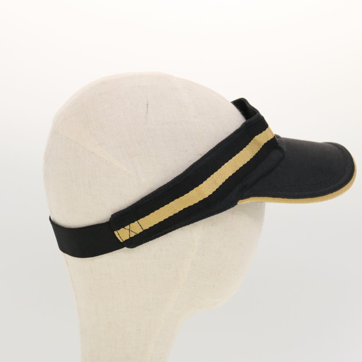 GUCCI GG Canvas Sherry Line Sun Visor S Black Gold 139315 am4449