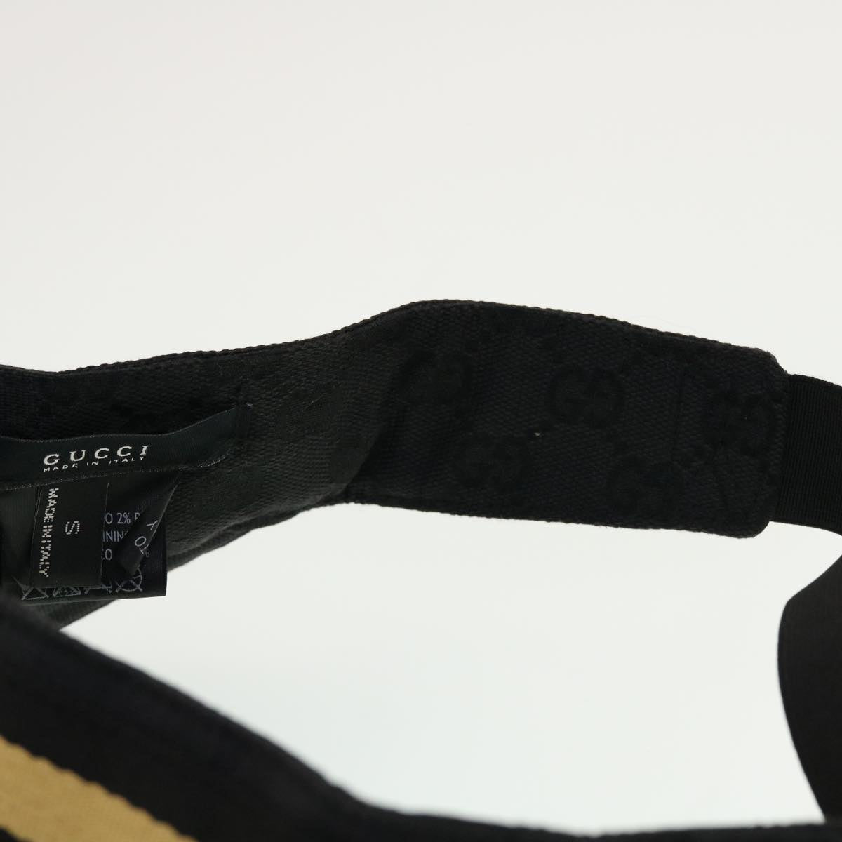 GUCCI GG Canvas Sherry Line Sun Visor S Black Gold 139315 am4449