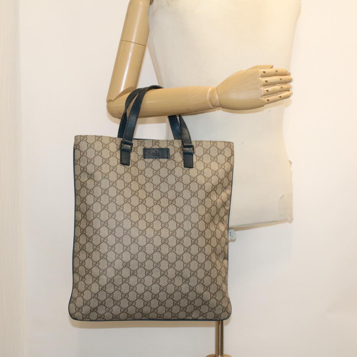 GUCCI GG Canvas Tote Bag PVC Leather Beige am4470