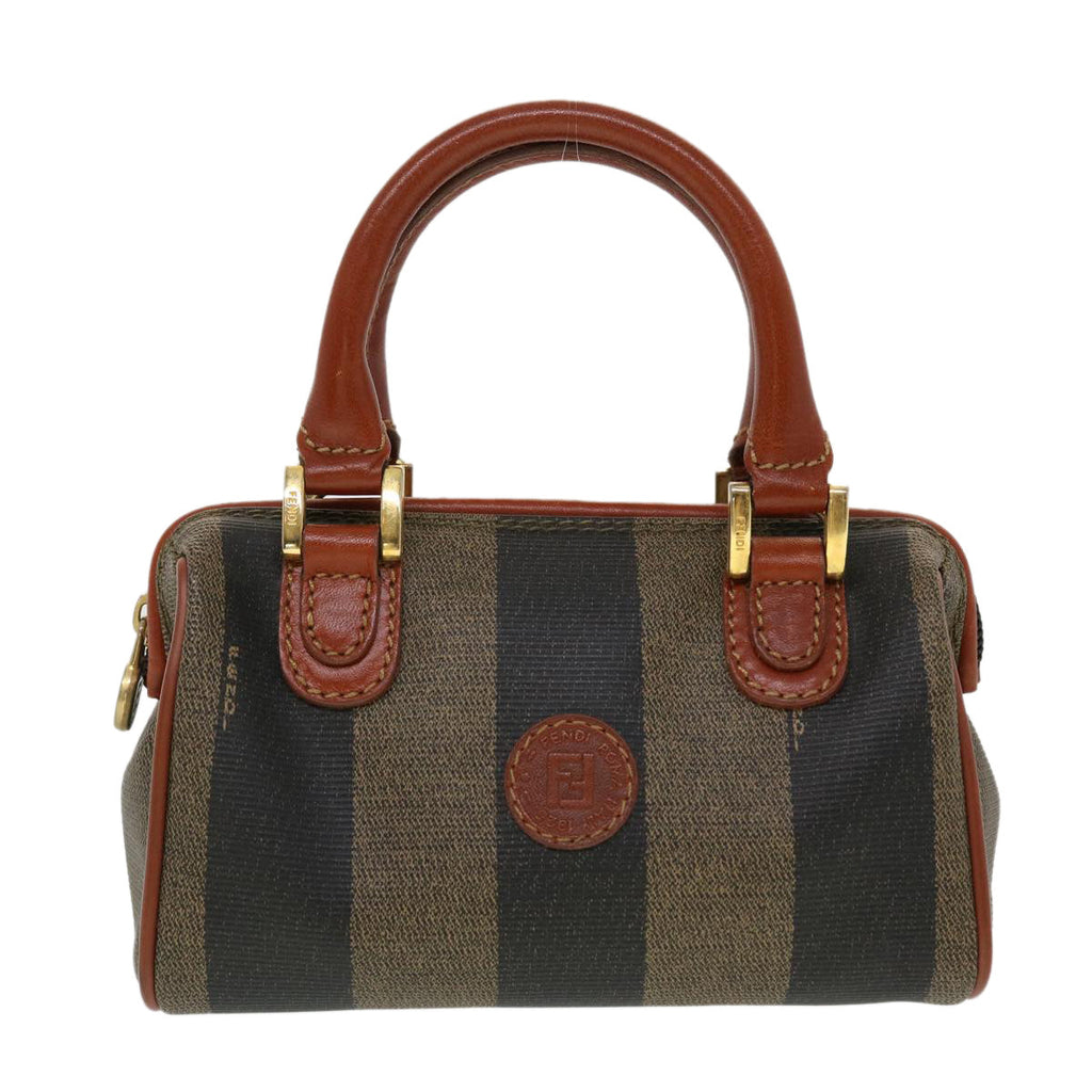 FENDI Pecan Canvas Mini Hand Bag Brown Black am4474