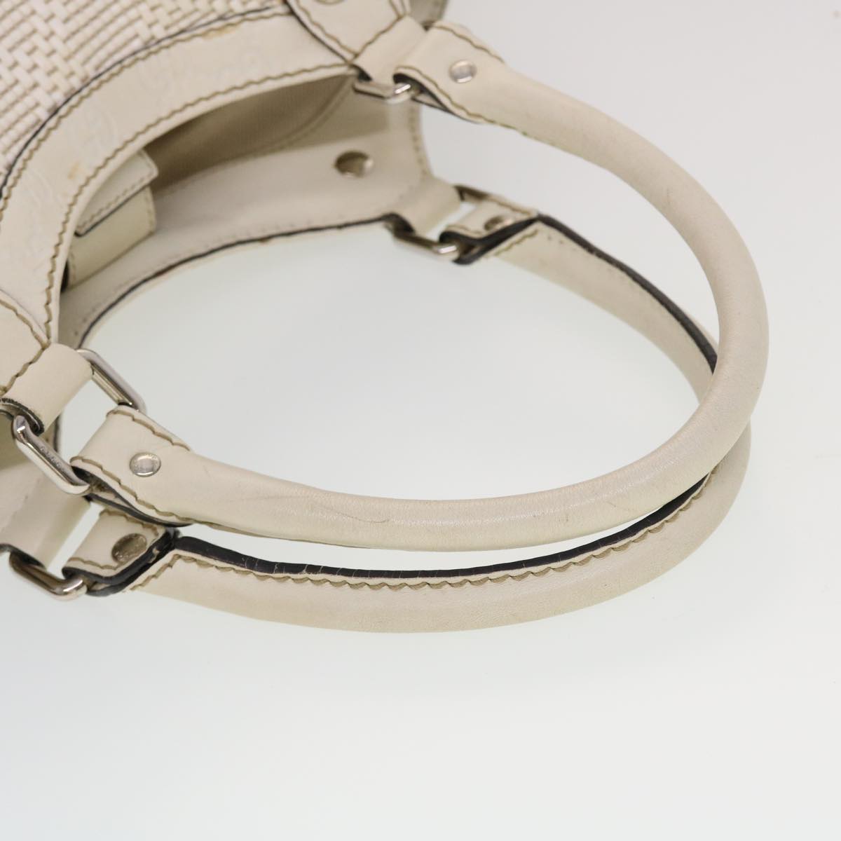 GUCCI Diamante GG Canvas Hand Bag Leather White 211944 am4493