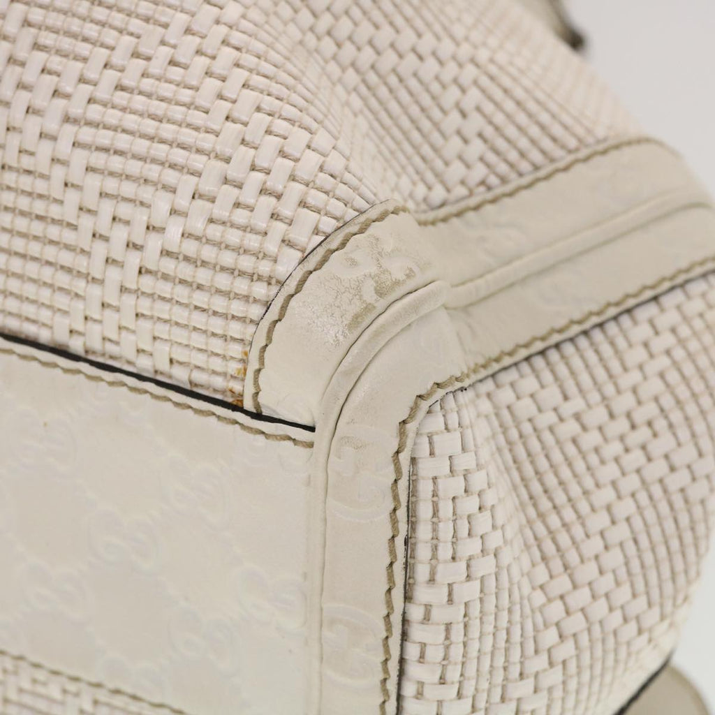 GUCCI Diamante GG Canvas Hand Bag Leather White 211944 am4493