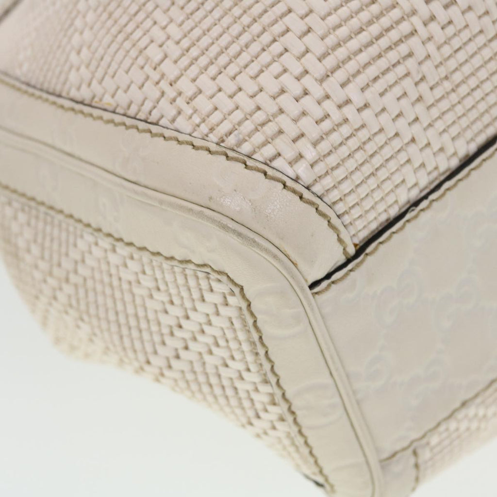GUCCI Diamante GG Canvas Hand Bag Leather White 211944 am4493
