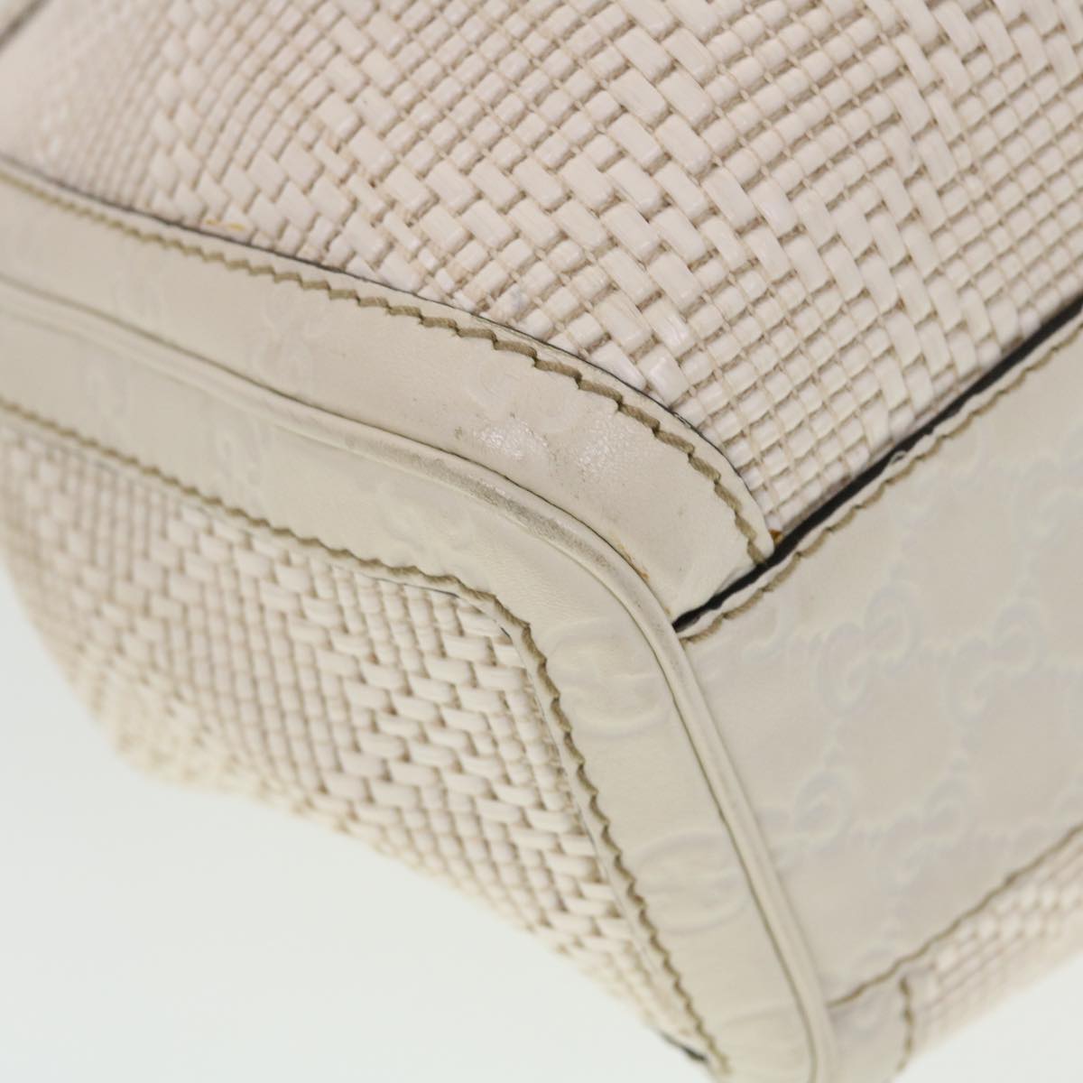 GUCCI Diamante GG Canvas Hand Bag Leather White 211944 am4493