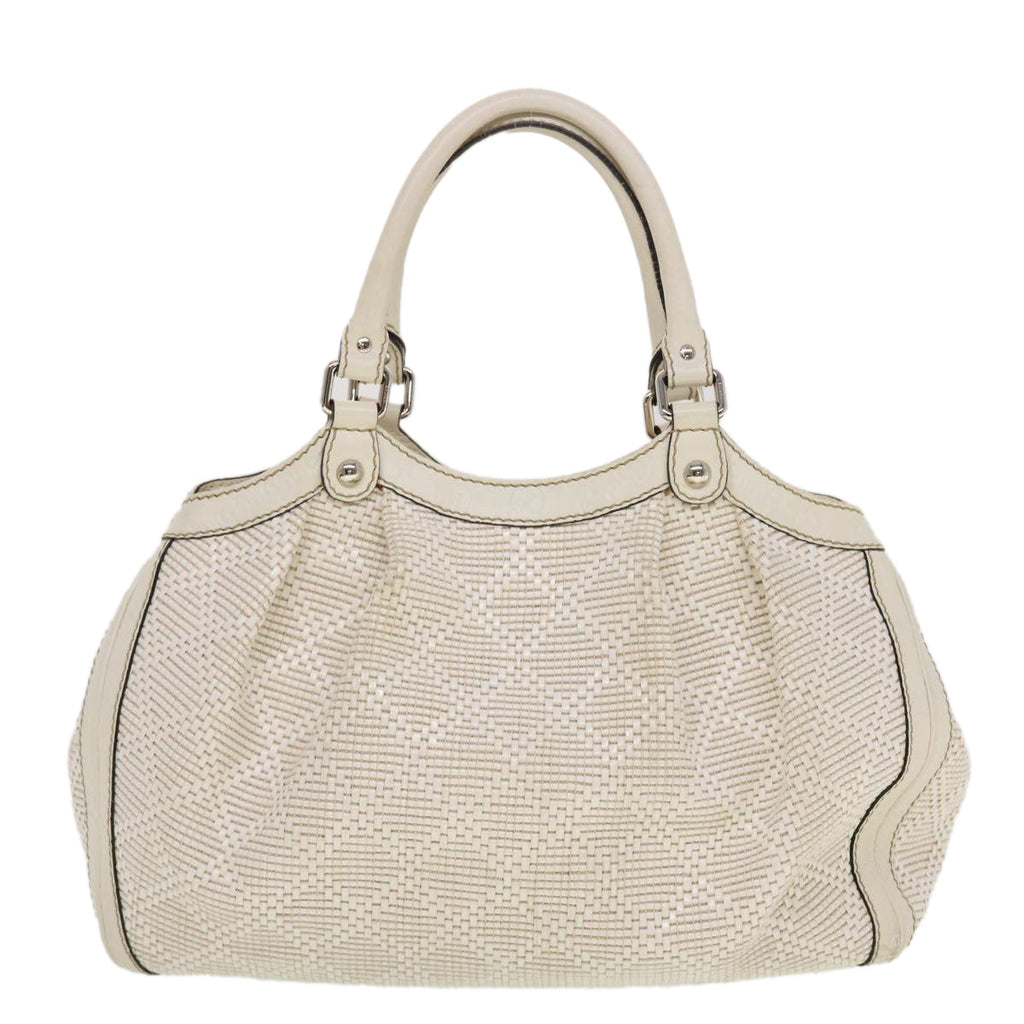 GUCCI Diamante GG Canvas Hand Bag Leather White 211944 am4493