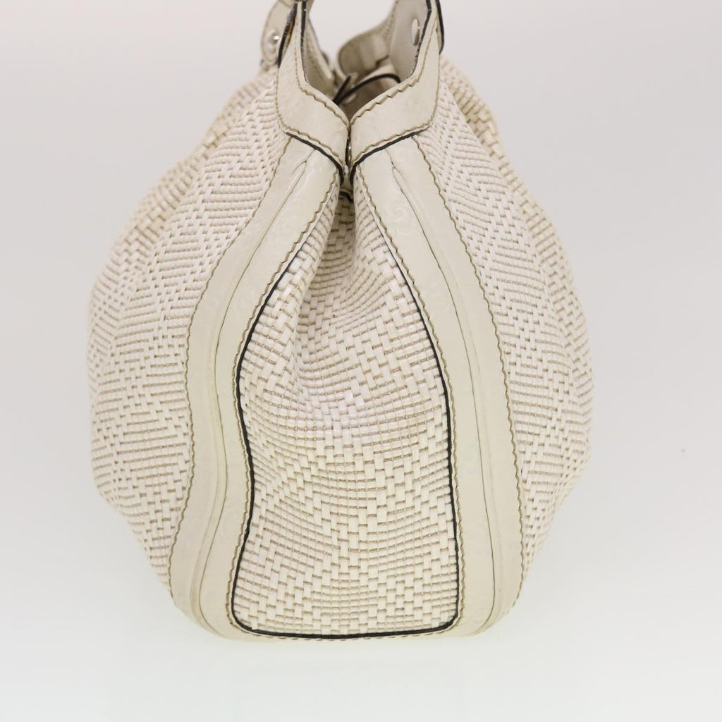 GUCCI Diamante GG Canvas Hand Bag Leather White 211944 am4493