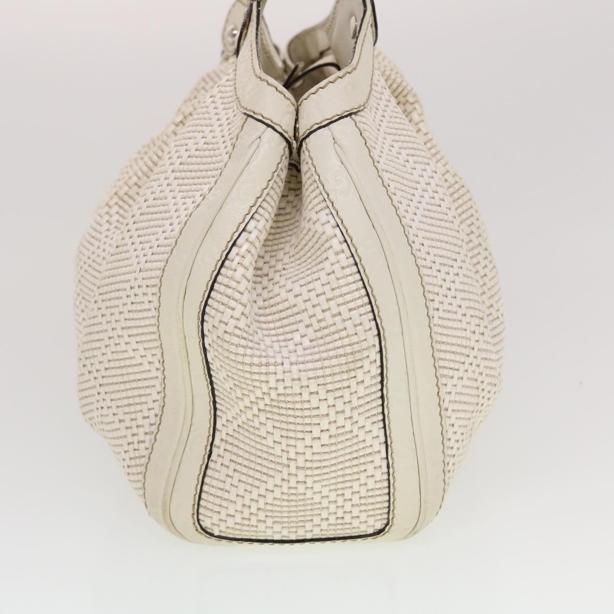 GUCCI Diamante GG Canvas Hand Bag Leather White 211944 am4493