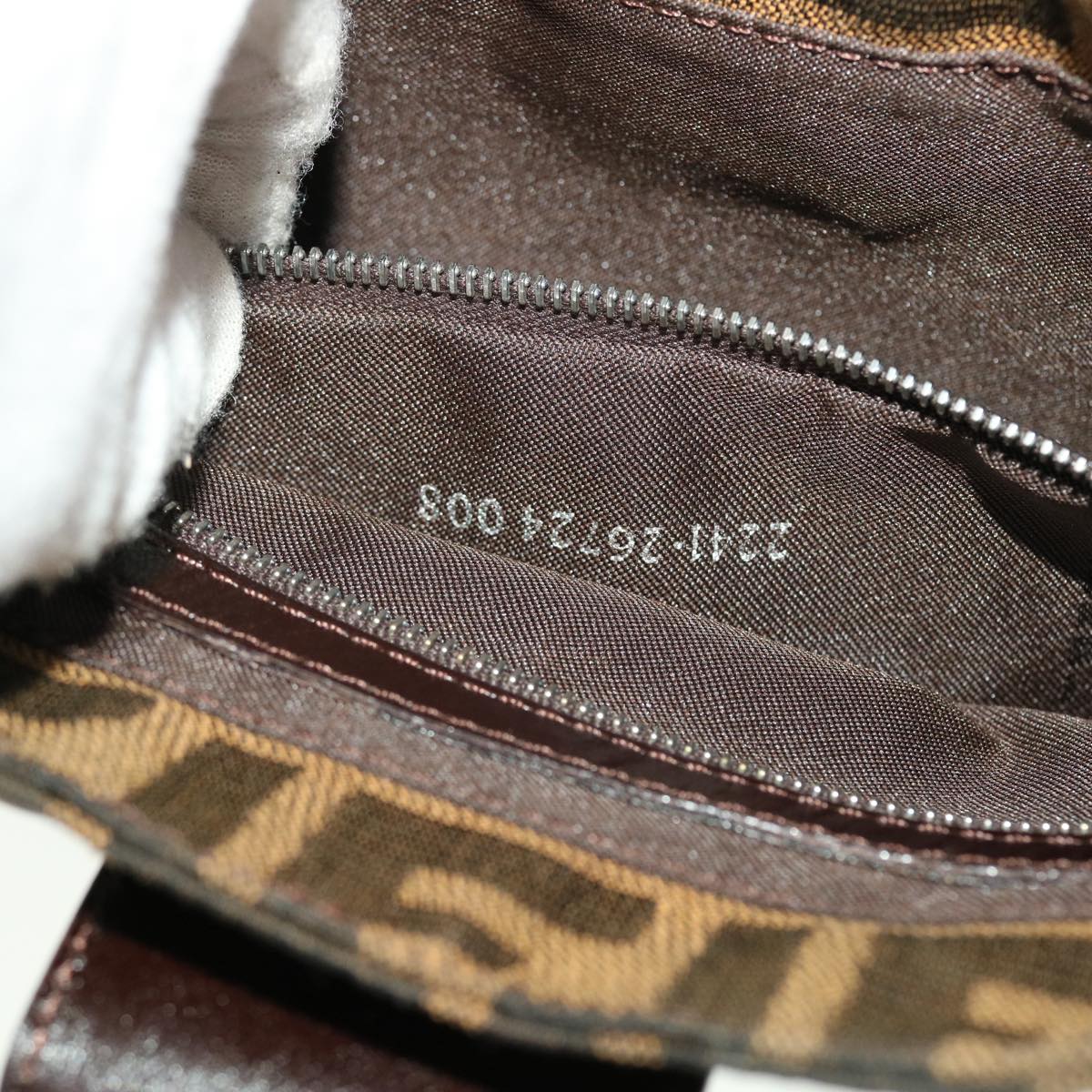 FENDI Zucca Canvas Mamma Baguette Shoulder Bag Nylon Brown Black am4494