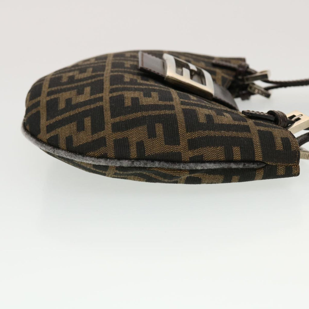 FENDI Zucca Canvas Mamma Baguette Shoulder Bag Nylon Brown Black am4494