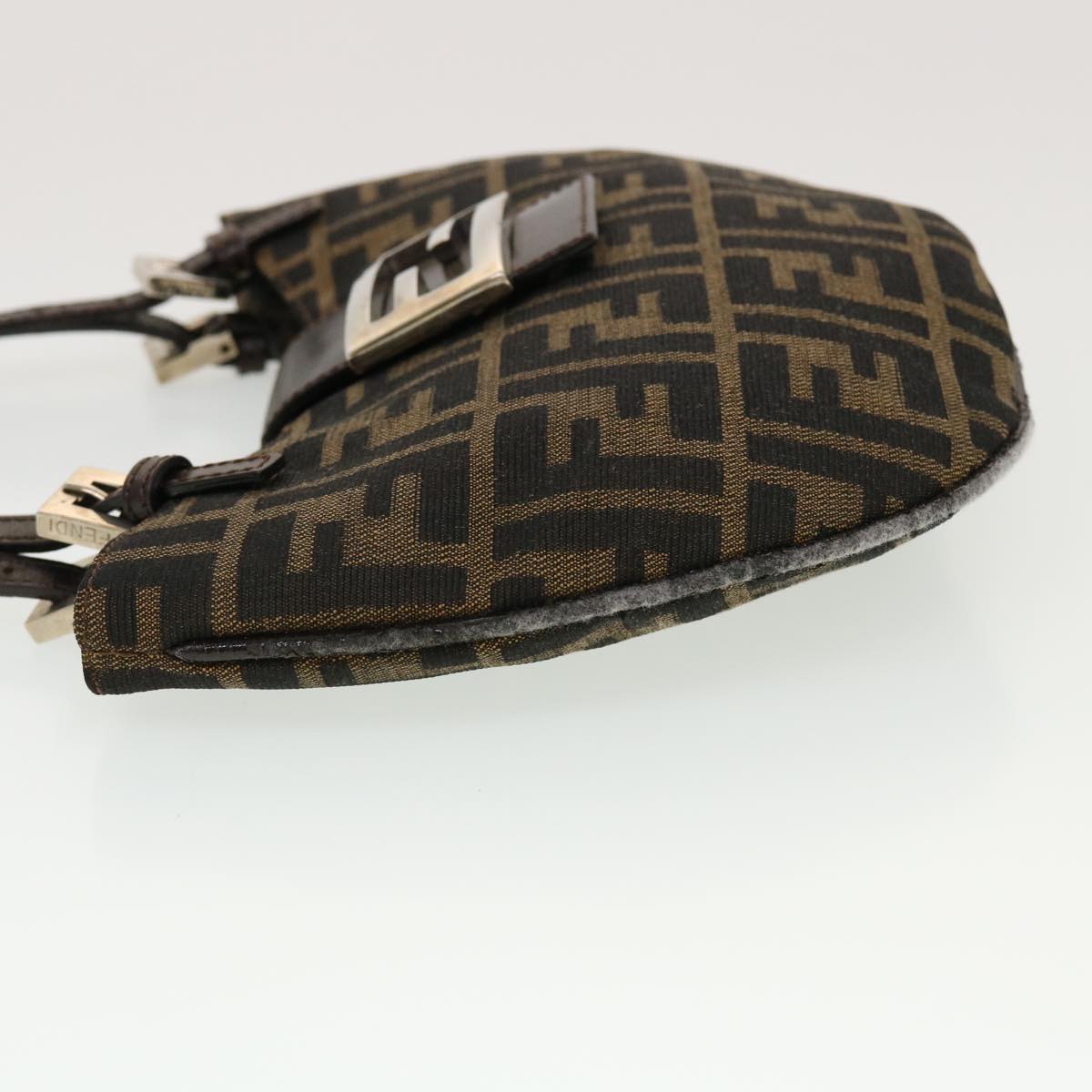 FENDI Zucca Canvas Mamma Baguette Shoulder Bag Nylon Brown Black am4494