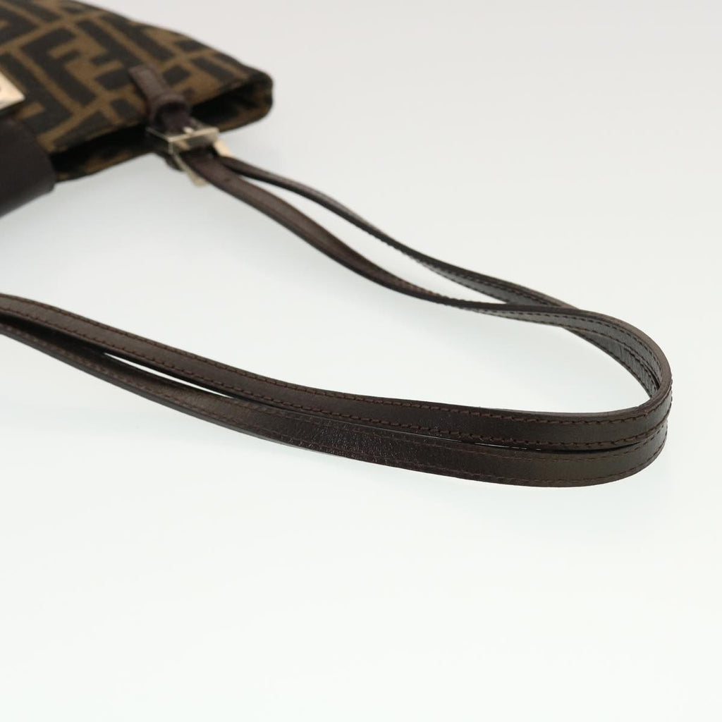 FENDI Zucca Canvas Mamma Baguette Shoulder Bag Nylon Brown Black am4494