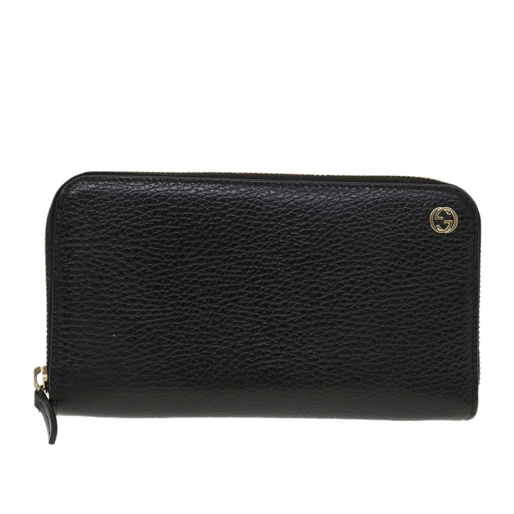 GUCCI Interlocking Long Wallet Leather Black am4502