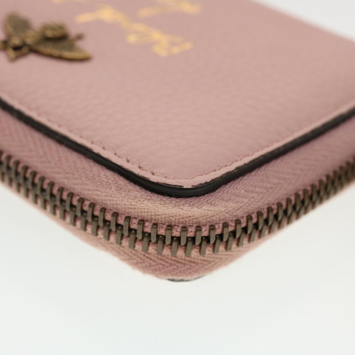 GUCCI Animalie Card Case Leather Pink 546590 am4503