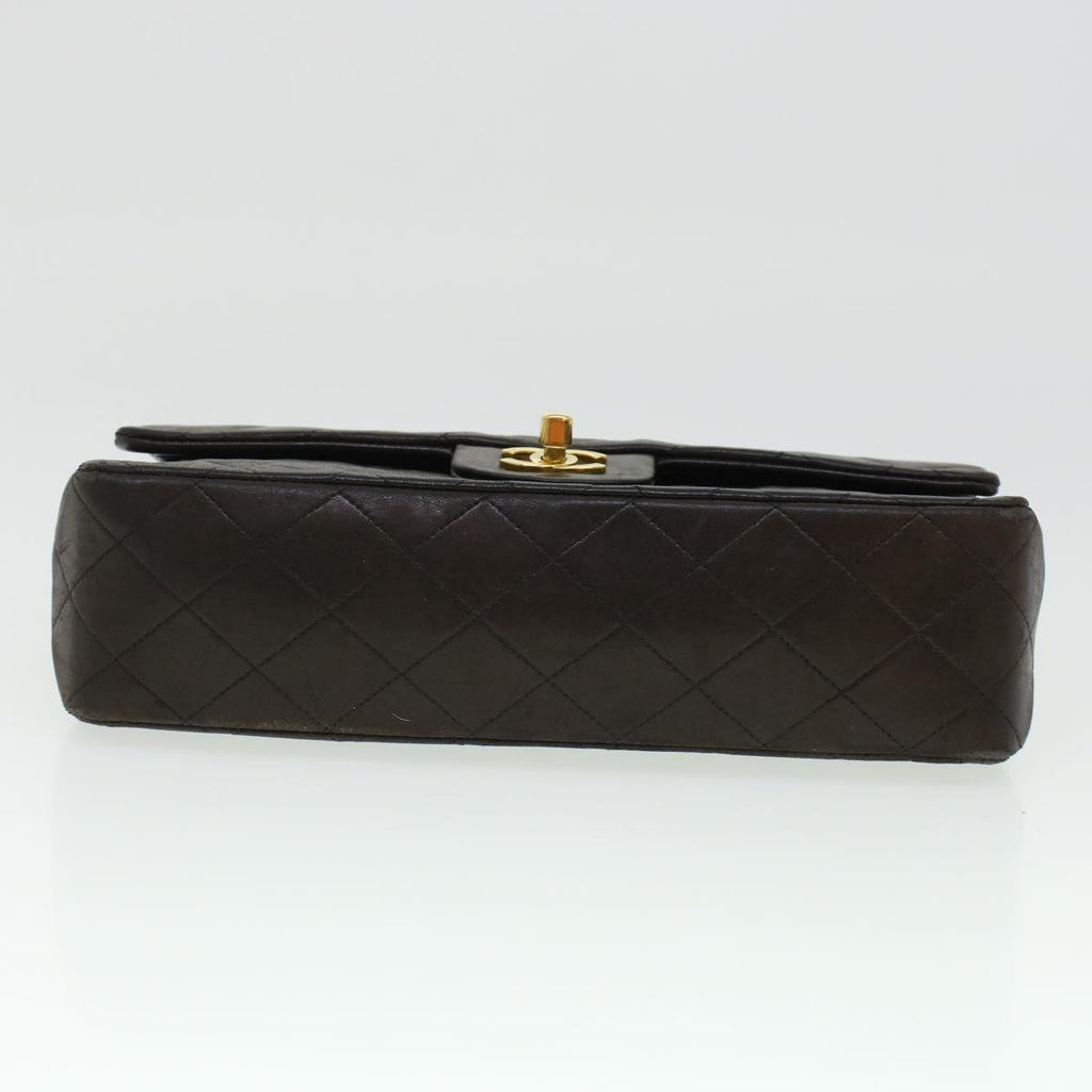 CHANEL Matelasse Turn Lock Chain Shoulder Bag Lamb Skin Black CC am4540
