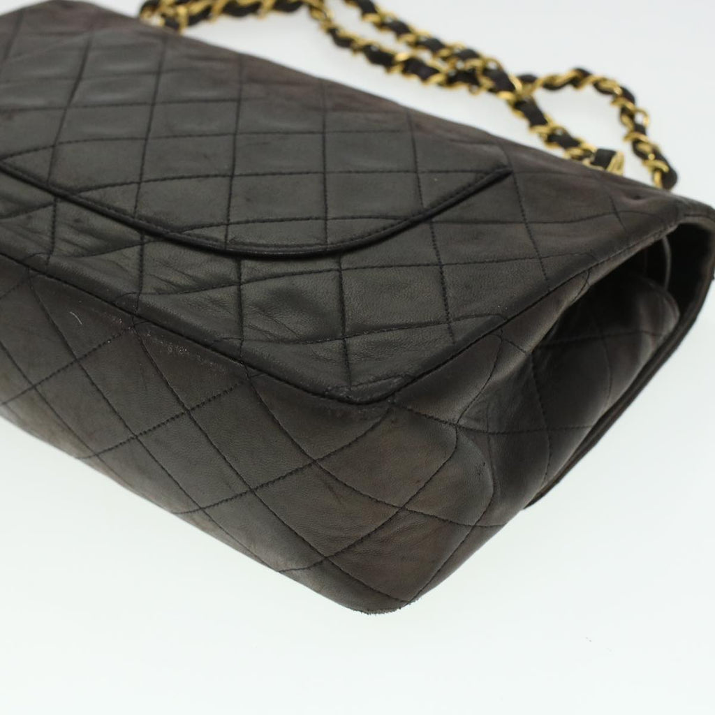 CHANEL Matelasse Turn Lock Chain Shoulder Bag Lamb Skin Black CC am4540