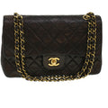 CHANEL Matelasse Turn Lock Chain Shoulder Bag Lamb Skin Black CC am4540