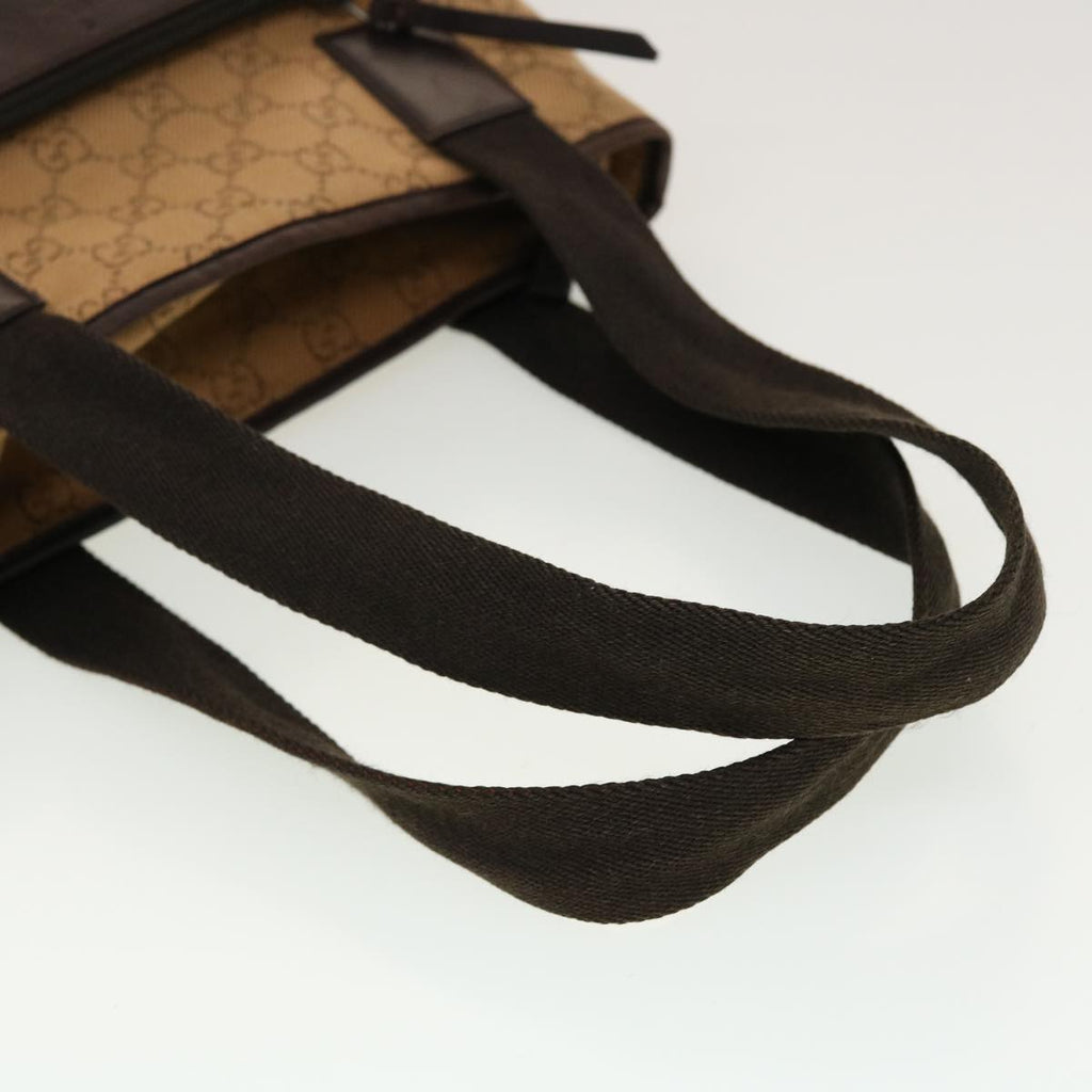 GUCCI GG Canvas Tote Bag Leather Beige 28893 am4545
