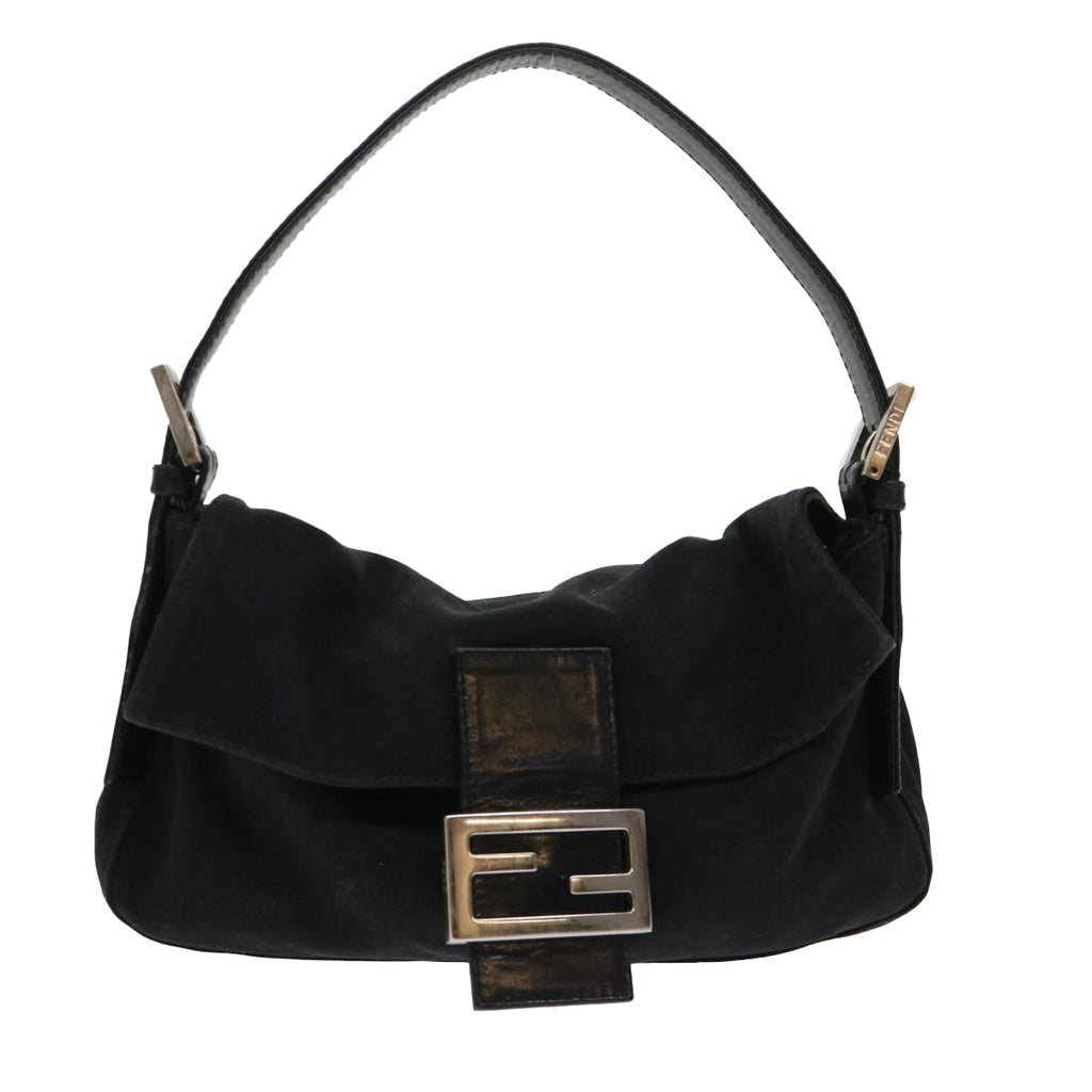 FENDI Mamma Baguette Shoulder Bag Nylon Leather Black am4595