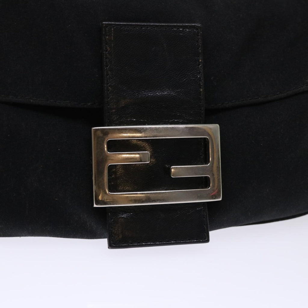 FENDI Mamma Baguette Shoulder Bag Nylon Leather Black am4595