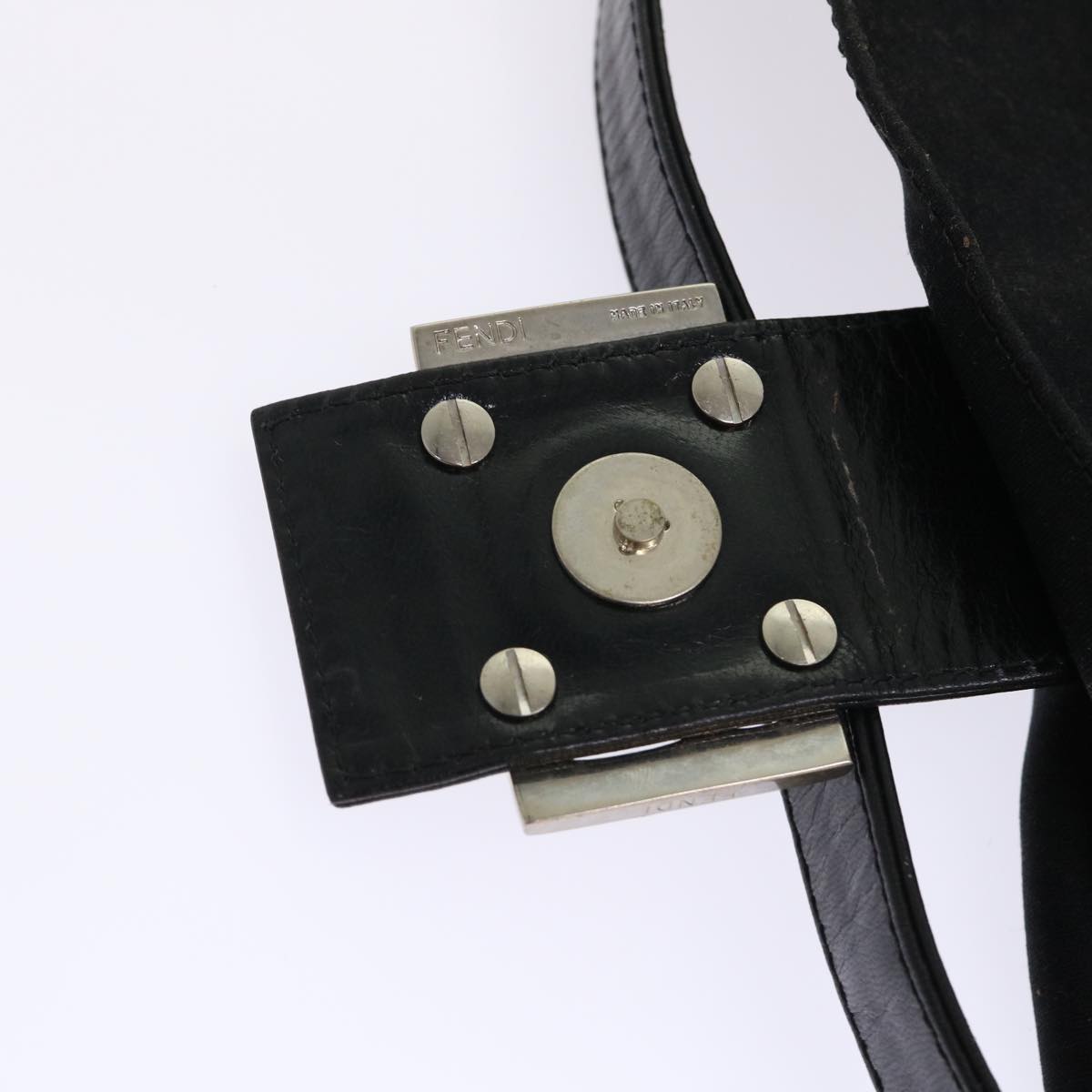 FENDI Mamma Baguette Shoulder Bag Nylon Leather Black am4595