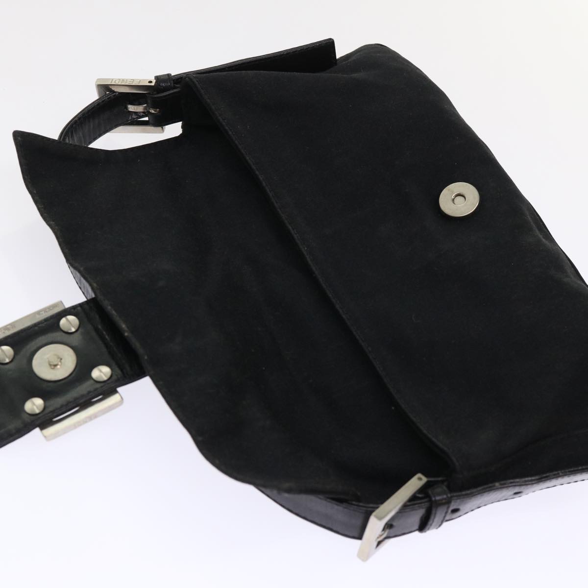 FENDI Mamma Baguette Shoulder Bag Nylon Leather Black am4595