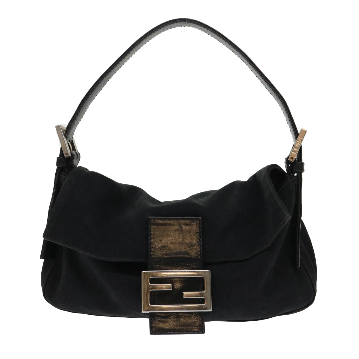 FENDI Mamma Baguette Shoulder Bag Nylon Leather Black am4595