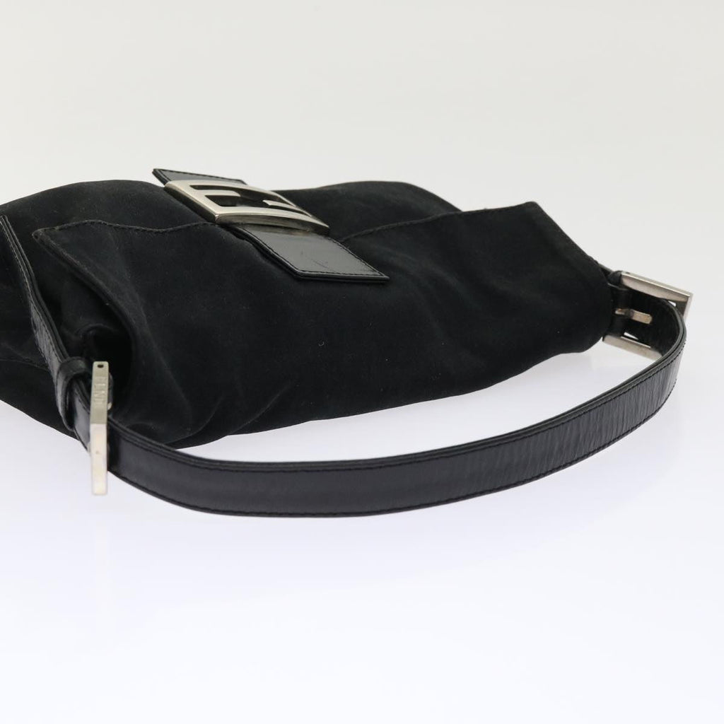 FENDI Mamma Baguette Shoulder Bag Nylon Leather Black am4595
