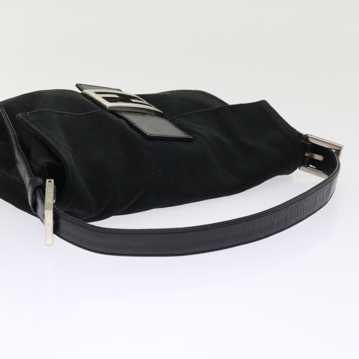 FENDI Mamma Baguette Shoulder Bag Nylon Leather Black am4595