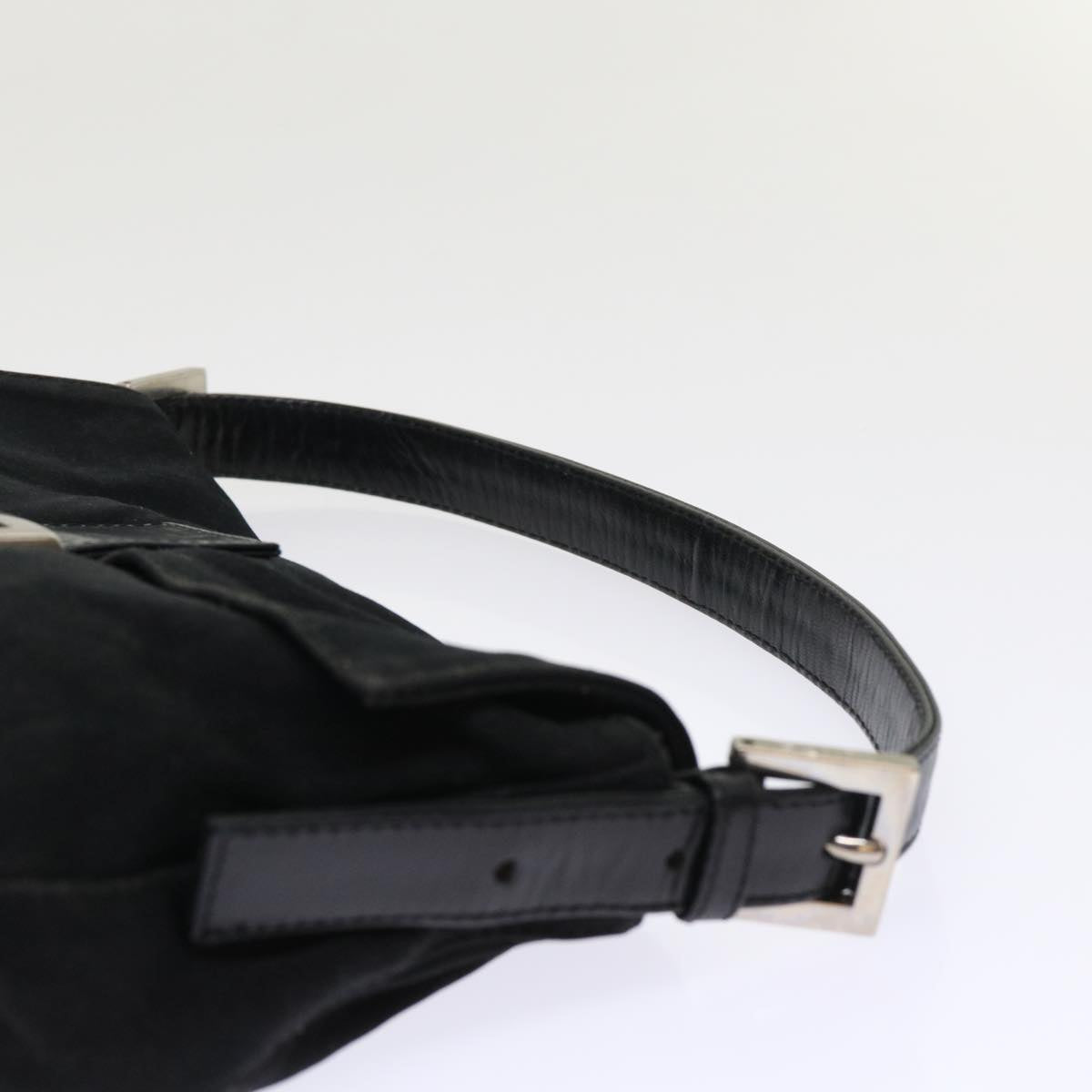 FENDI Mamma Baguette Shoulder Bag Nylon Leather Black am4595